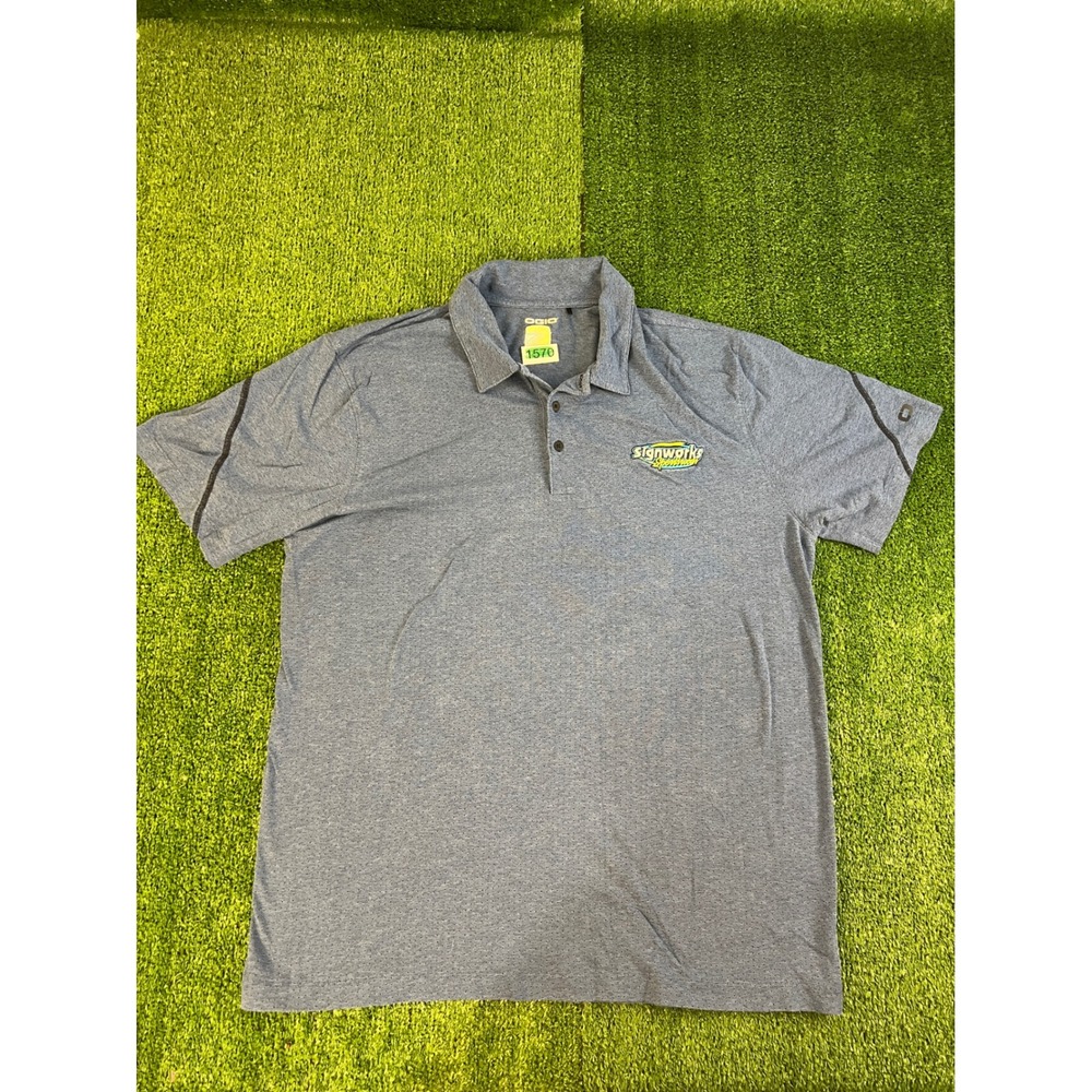 Ogio Mens Blue Heathered Performance Mesh Polo Shirt Signworks Sportswear XL
